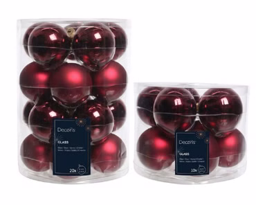 Weihnachtsbaumkugeln Glas Ø 6 cm 30 Stück rot glanz/matt