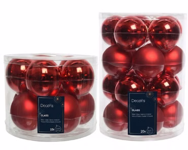 Weihnachtsbaumkugeln Glas Ø 6 cm 30 Stück rot glanz/matt