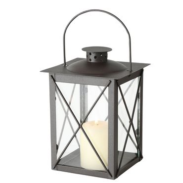 Kerzenlaterne Farol Glaseinsatz Eisen H.20 B.14 cm braun