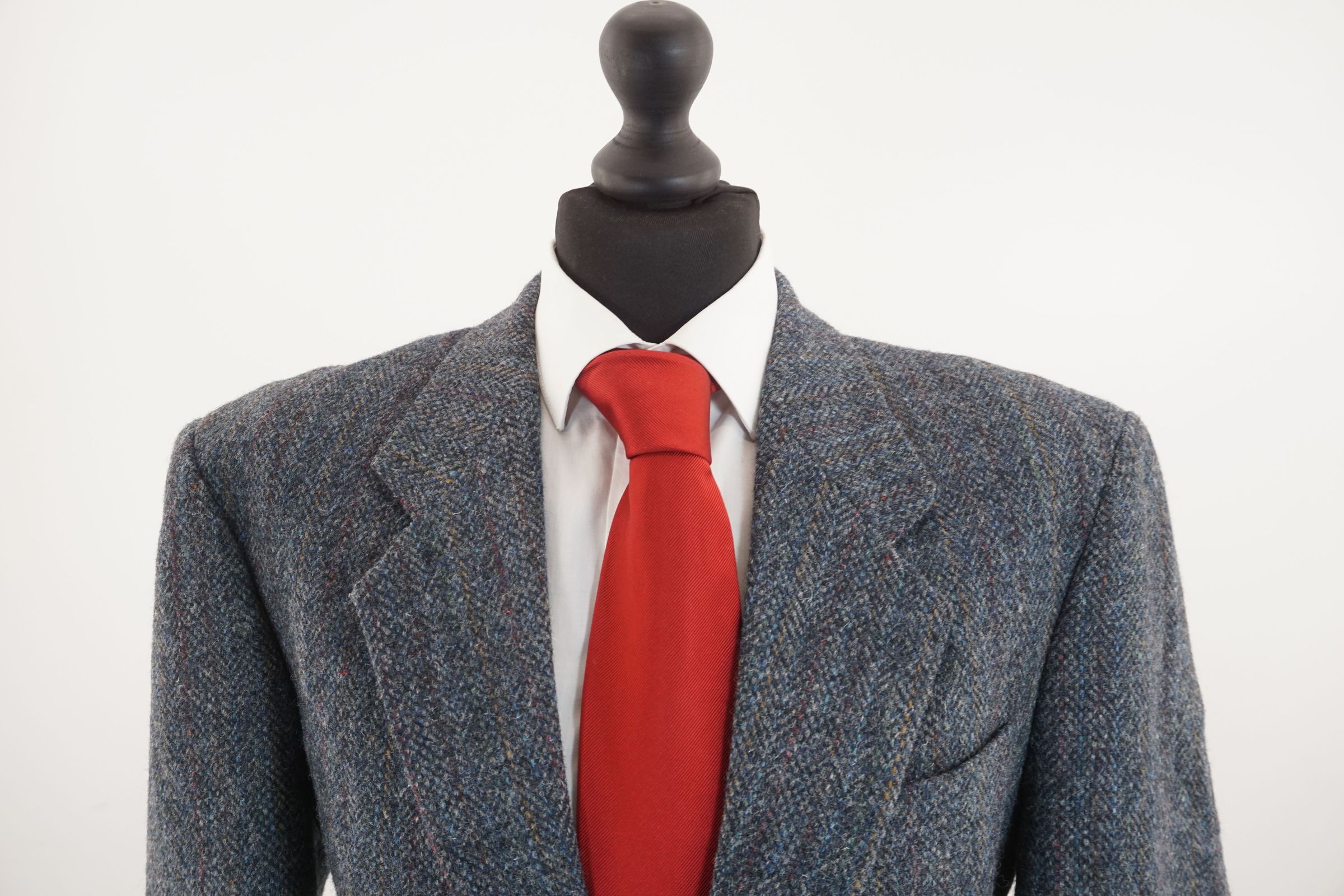 Giacca Harris Tweed giacca 24 blu grigio screziato monopetto a 2 bottoni vintage D349 Giacca Harris Tweed giacca 24 blu grigio screziato monopetto a 2 bottoni vintage D349