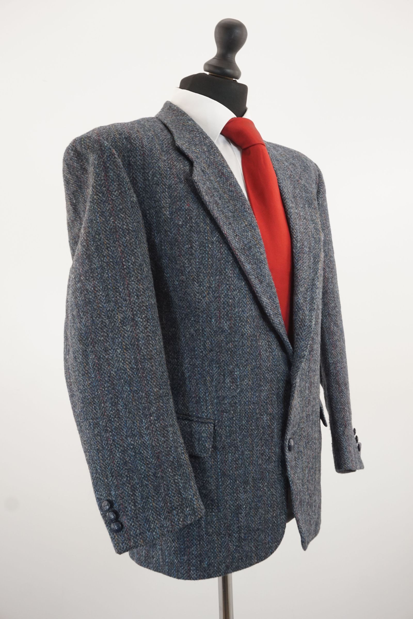 Giacca Harris Tweed giacca 24 blu grigio screziato monopetto a 2 bottoni vintage D349 Giacca Harris Tweed giacca 24 blu grigio screziato monopetto a 2 bottoni vintage D349