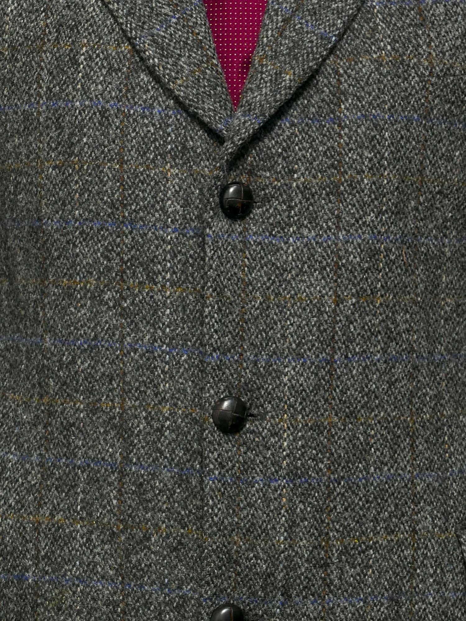 Harris Tweed jacket jacket 26 gray dark gray check single breasted 3 button leather buttons Harris Tweed jacket jacket 26 gray dark gray check single breasted 3 button leather buttons