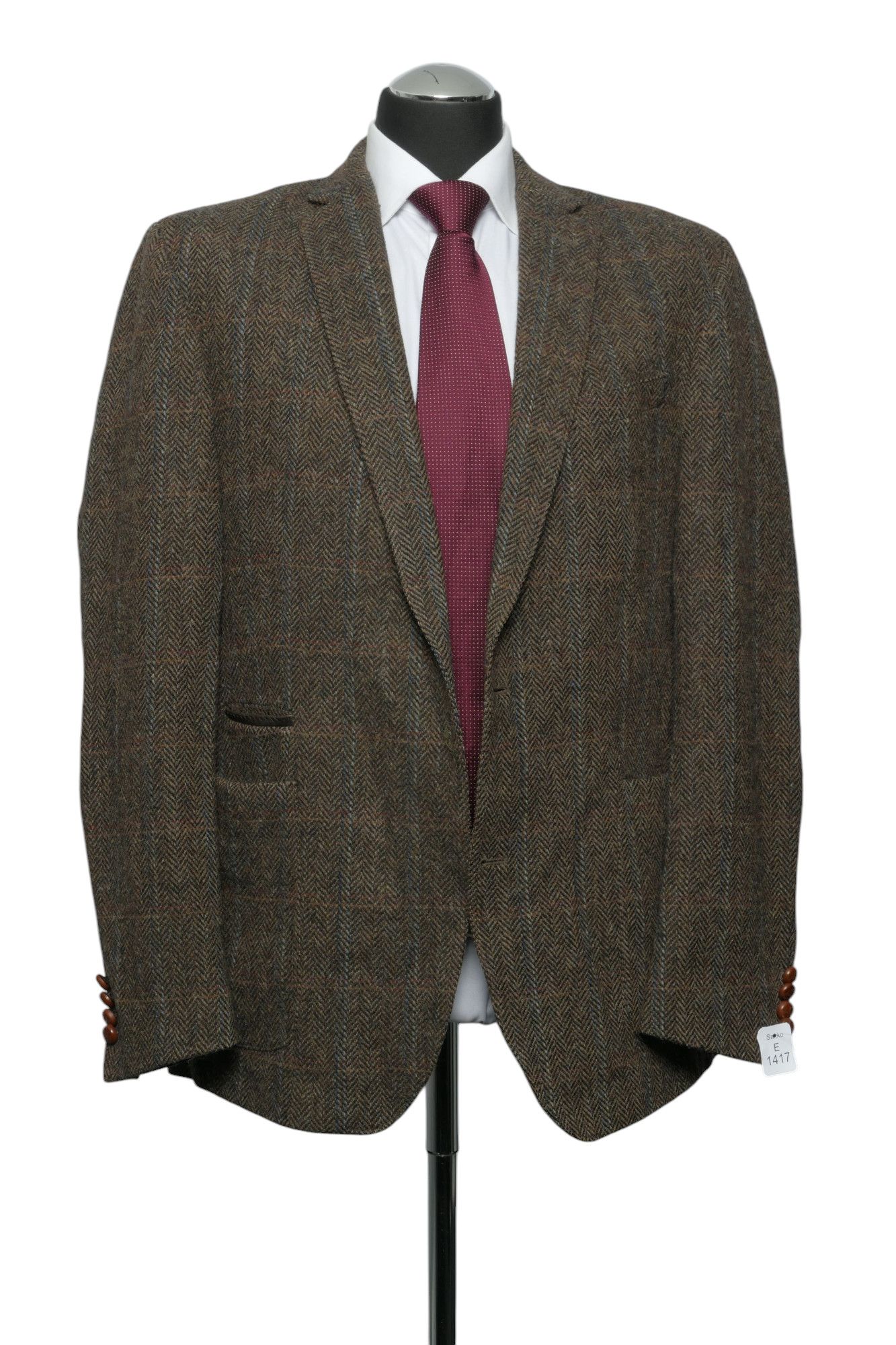 Harris Tweed jacket jacket 54 brown dark brown checked 2-button patches Harris Tweed jacket jacket 54 brown dark brown checked 2-button patches
