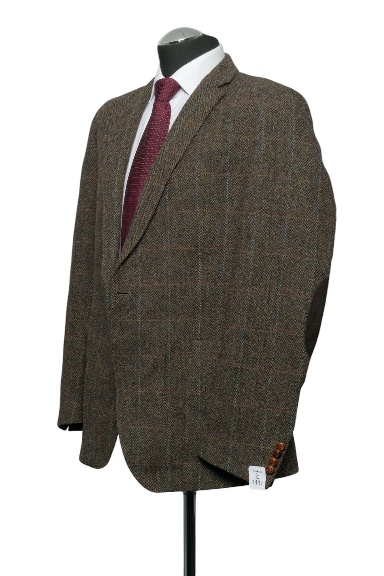 Harris Tweed jacket jacket 54 brown dark brown checked 2-button patches Harris Tweed jacket jacket 54 brown dark brown checked 2-button patches