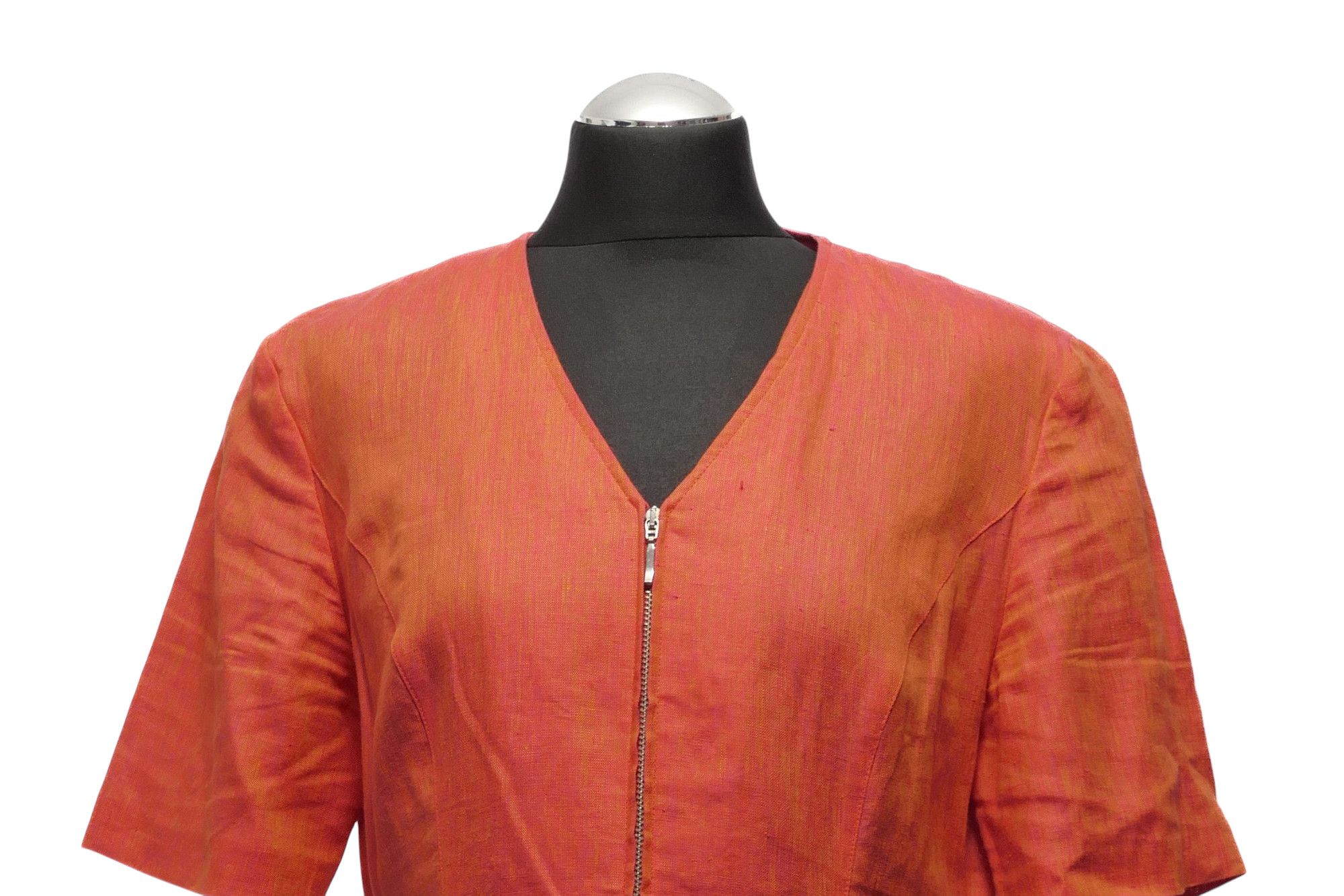 Swing Maxikleid Kleid 40 rot orange meliert Kurzarm 100% Leinen Swing Maxikleid Kleid 40 rot orange meliert Kurzarm 100% Leinen