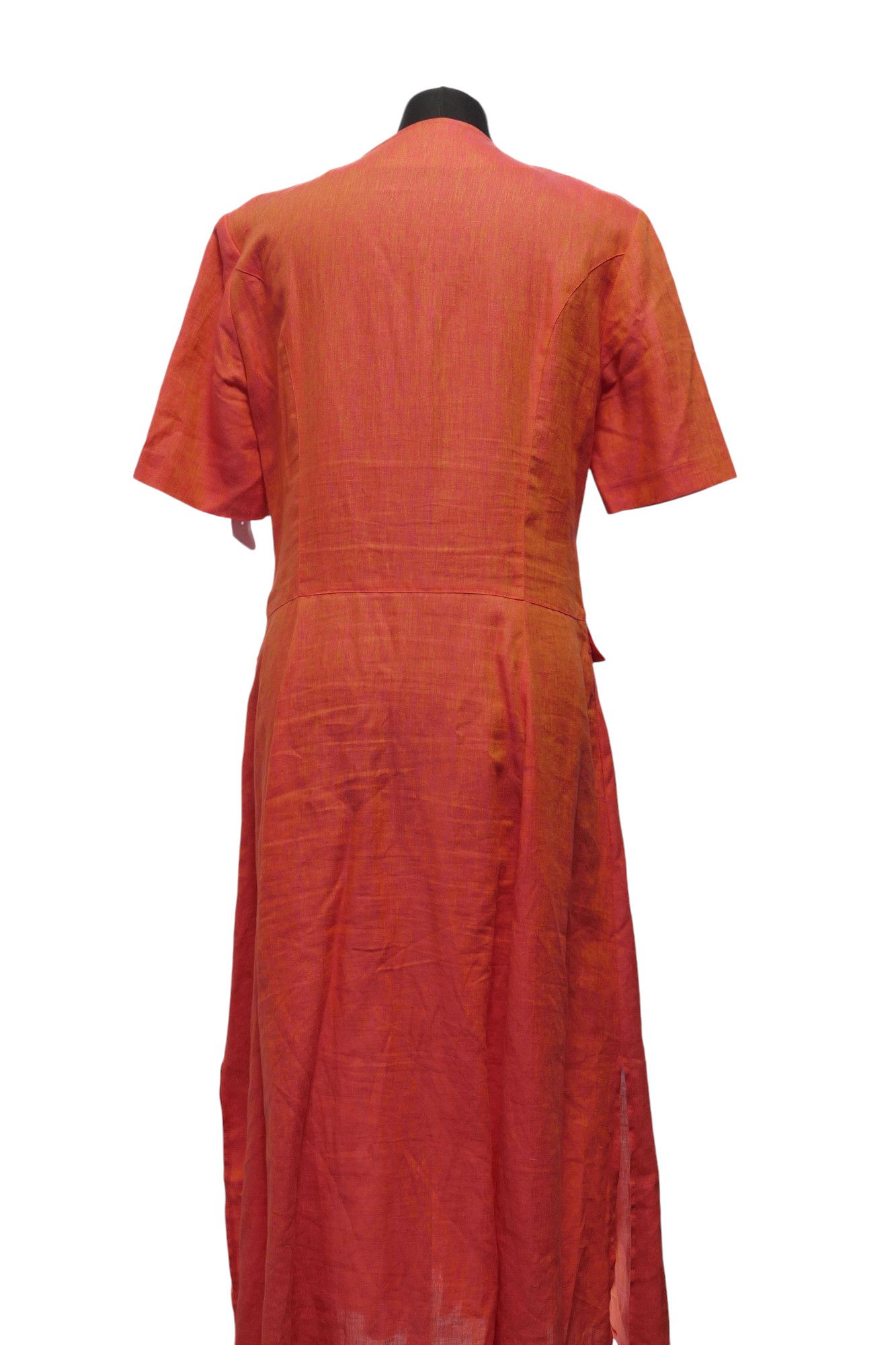 Swing Maxikleid Kleid 40 rot orange meliert Kurzarm 100% Leinen Swing Maxikleid Kleid 40 rot orange meliert Kurzarm 100% Leinen