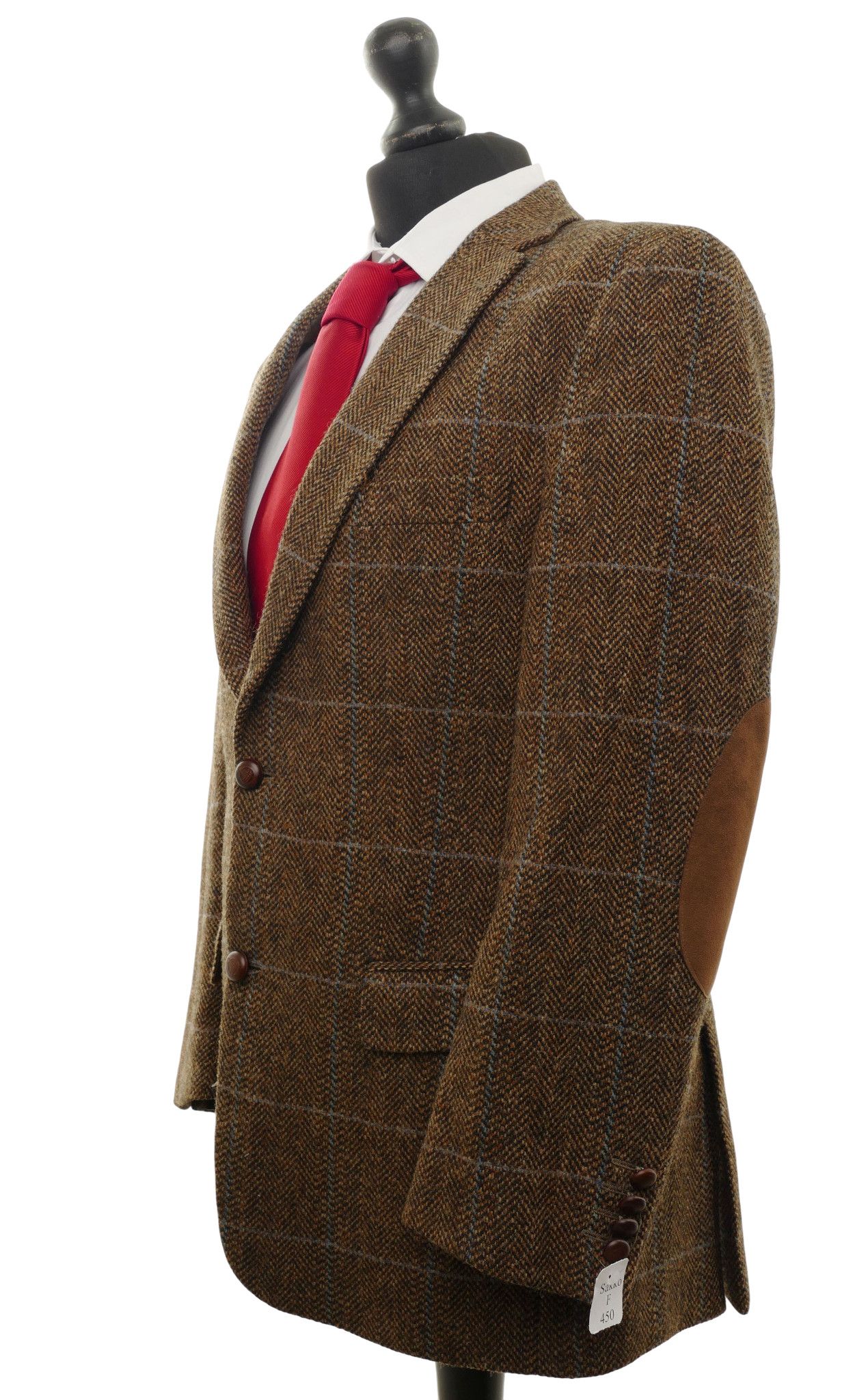Giacca Harris Tweed giacca 25 spina di pesce marrone 2 bottoni toppe bottoni in pelle nuova Giacca Harris Tweed giacca 25 spina di pesce marrone 2 bottoni toppe bottoni in pelle nuova