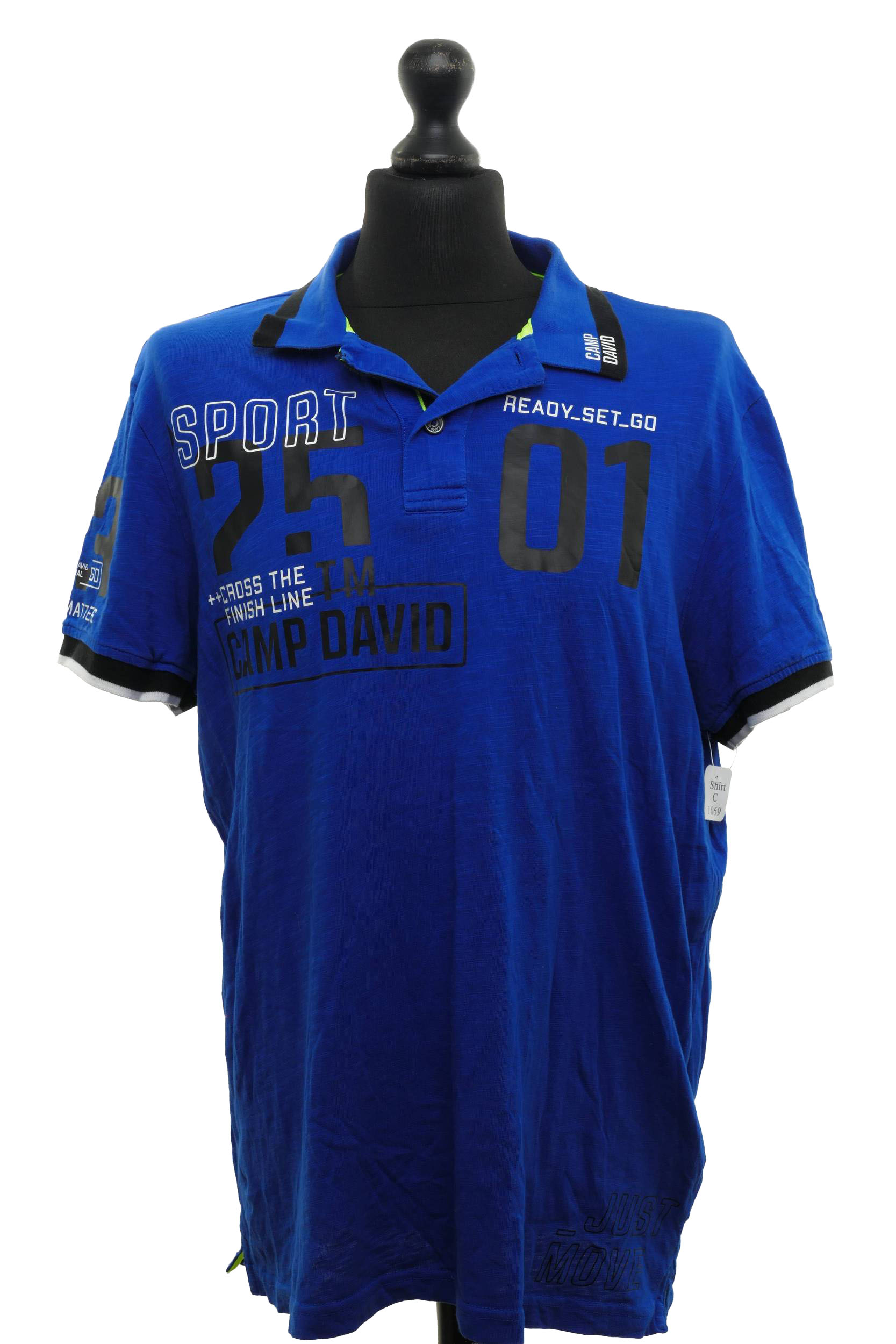 Camp David men's polo shirt polo shirt XL blue dark blue motif short sleeve cotton Camp David men's polo shirt polo shirt XL blue dark blue motif short sleeve cotton