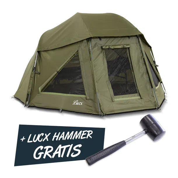 B-Ware, Lucx Wolf Brolly 60 Schirmzelt – wasserdichtes Angelzelt für 1 Mann mit 10.000 mm Wassersäule & herausnehmbarer Bodenplane