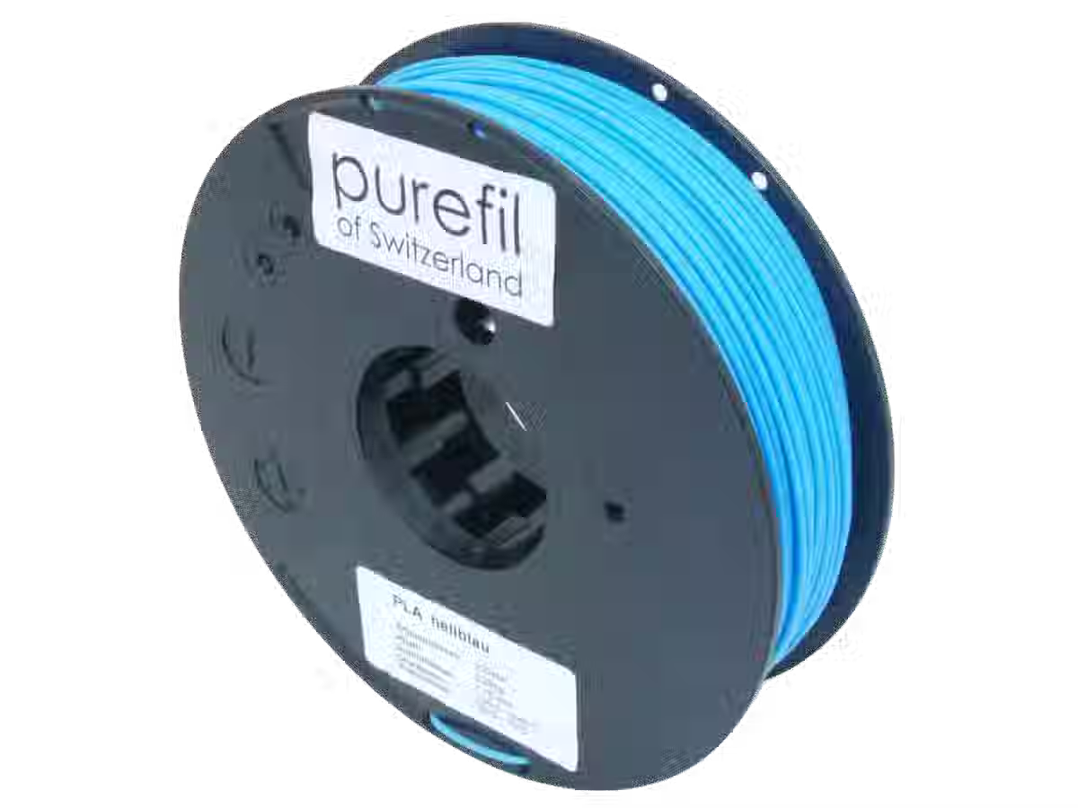 Filament PLA purfil, Couleur: Bleu clair Pantone 2925 C, Type de bobine: Bobine, poids: 0.35kg