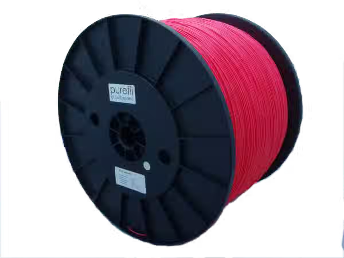 Filament PLA purefil, Couleur: Rouge brillant RAL 3024, Type de bobine: Bobine, poids: 10kg