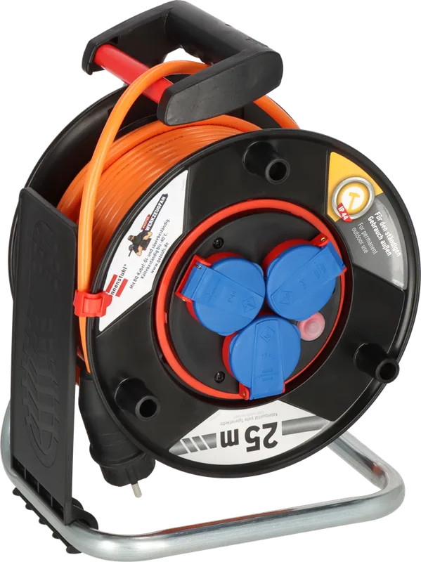 Brennenstuhl Profi-Kabeltrommel Echter Werkzeugfan Edition mit 25 m orangefarbenem H07BQ-F Kabel 3G1,5 und Bretec-Steckdoseneinsatz