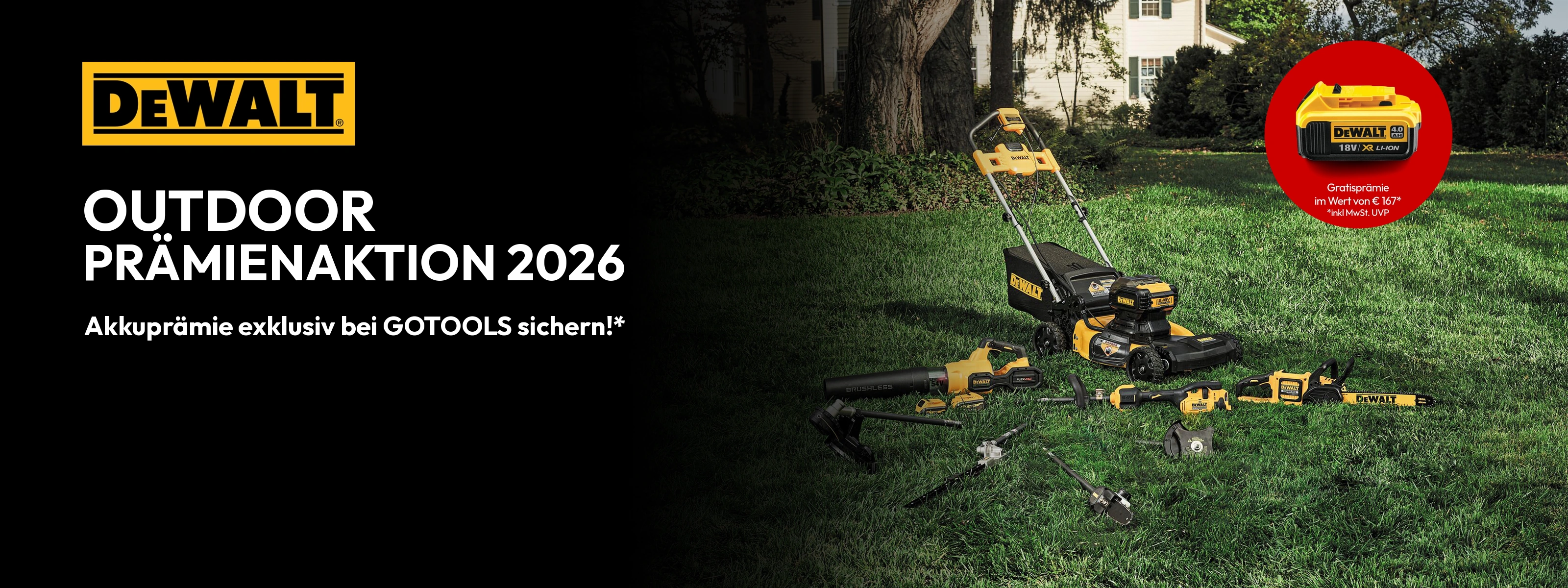 Dewalt/Gotools Outdoor Akku Aktion