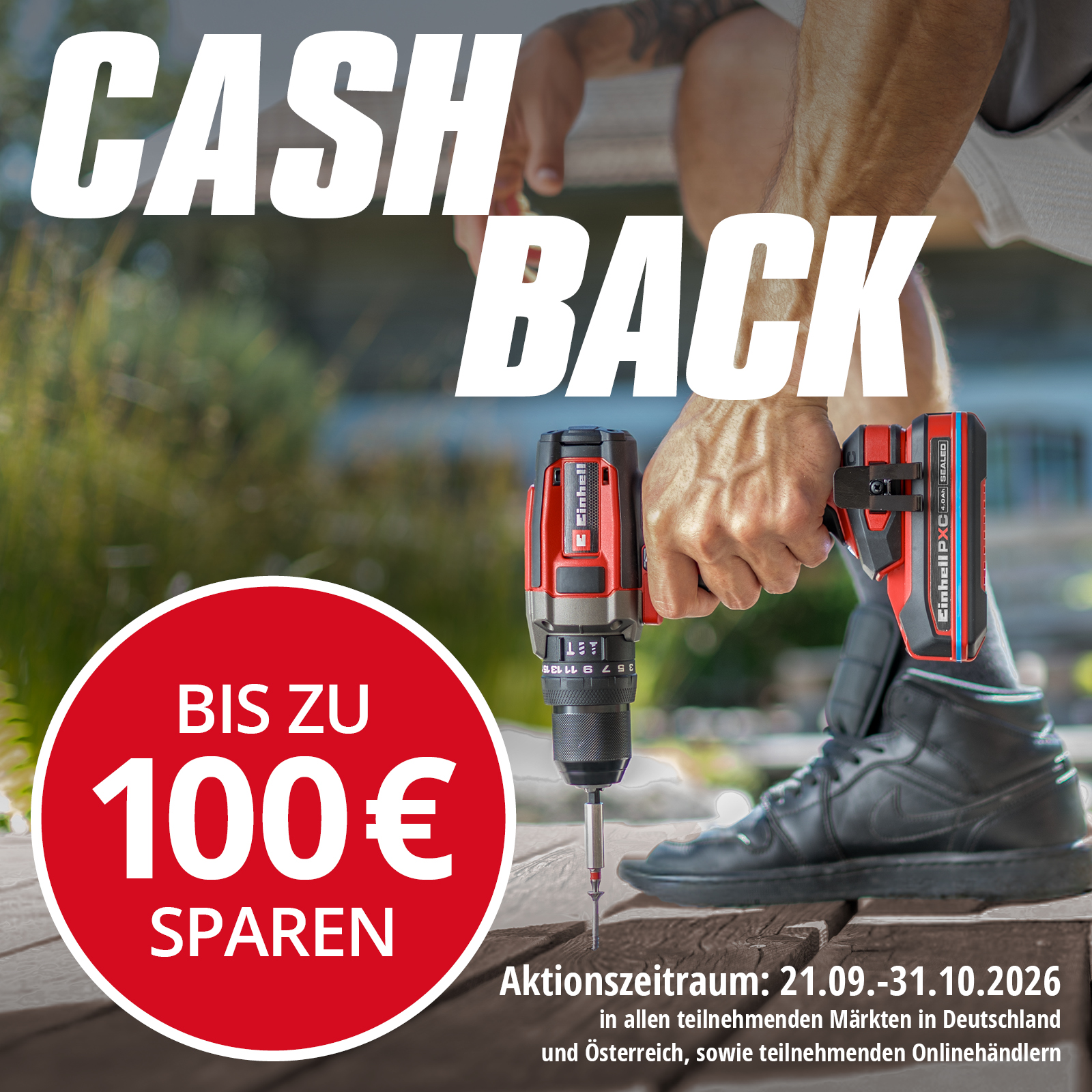 Jetzt die Einhell Cashback Aktion entdecken