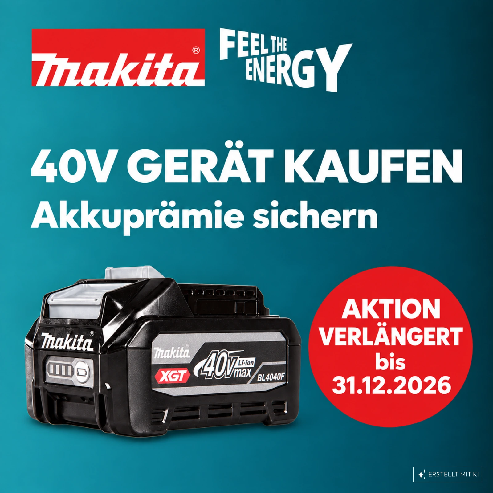 Makita XGT 40V max Redemption Aktion – BL4040F Akku-Prämie nach Online-Registrierung
