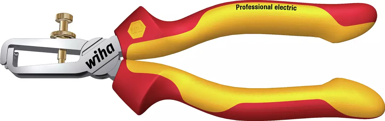 Wiha Abisolierzange Professional electric mit Einstellschraube und rot-gelben Griffen