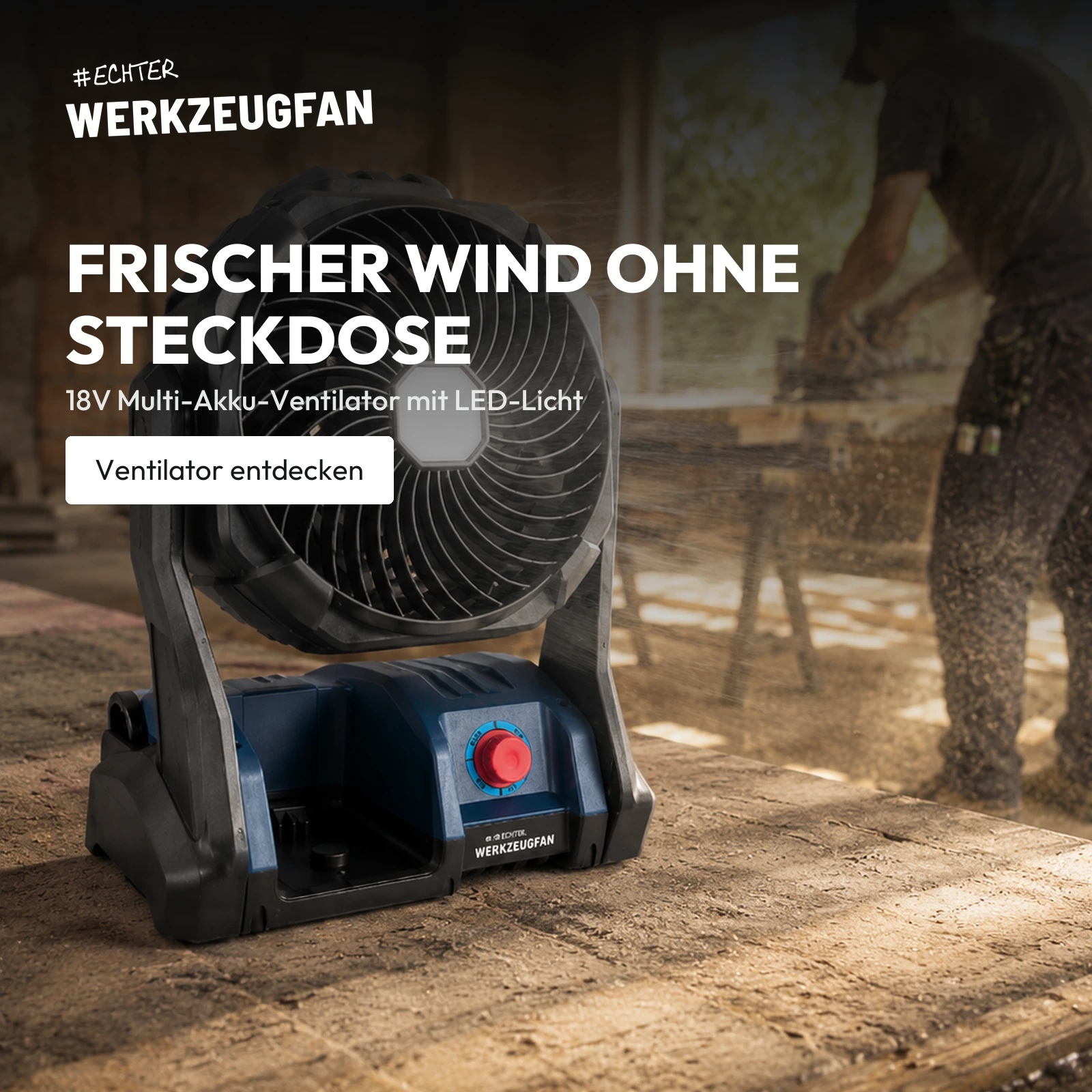 Echter Werkzeugfan Akku-Ventilator