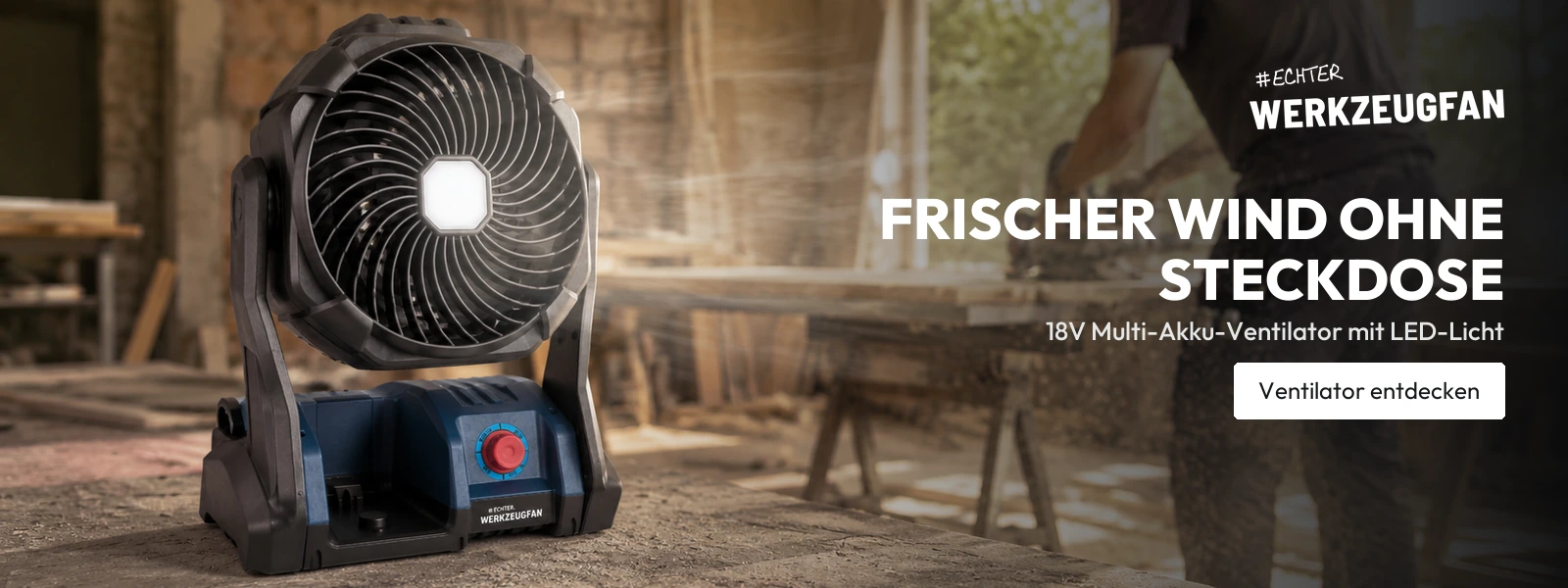 Echter Werkzeugfan Akku-Ventilator
