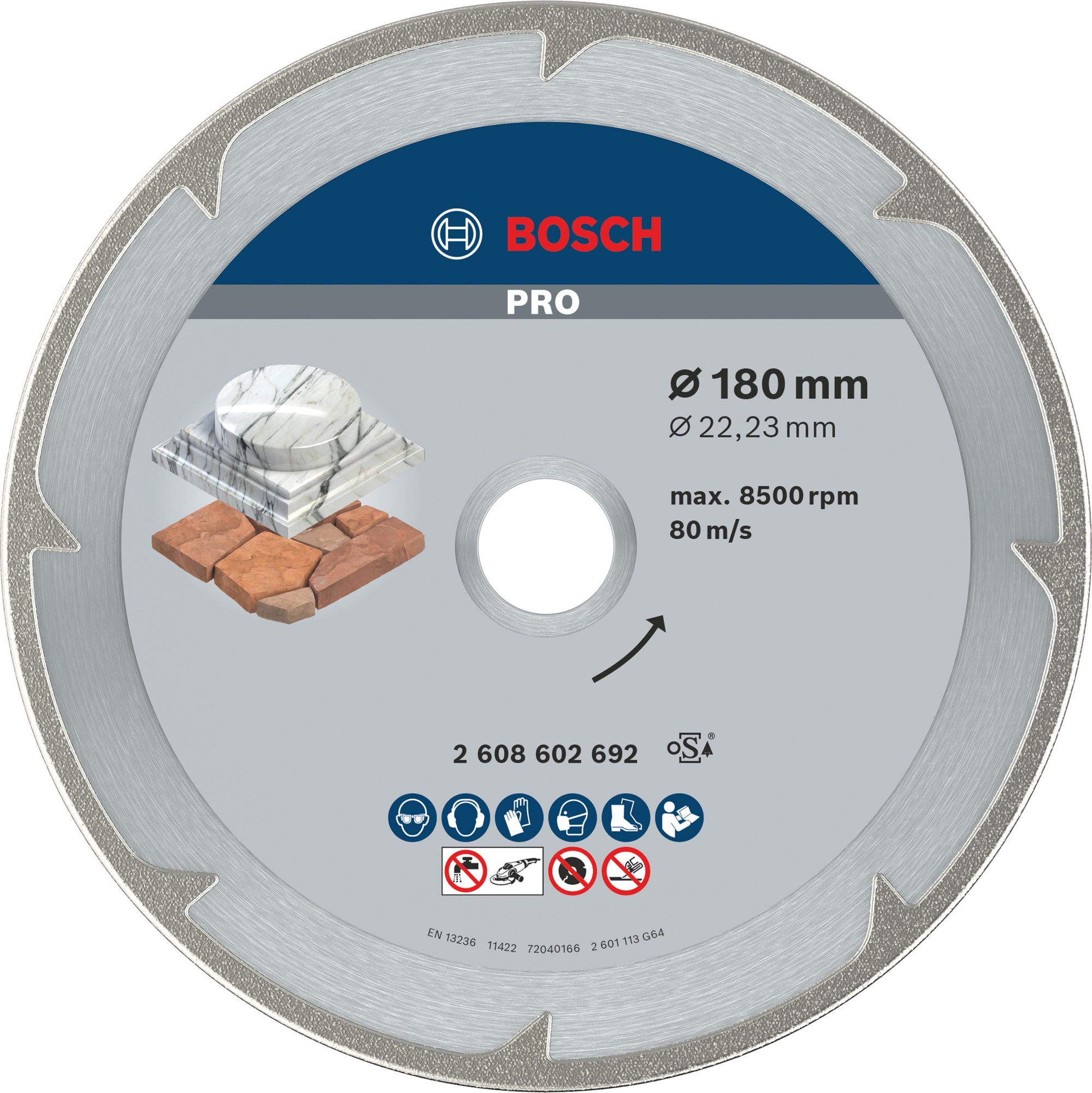 Bosch PRO Marble Diamanttrennscheibe, 180 x 22,23 mm