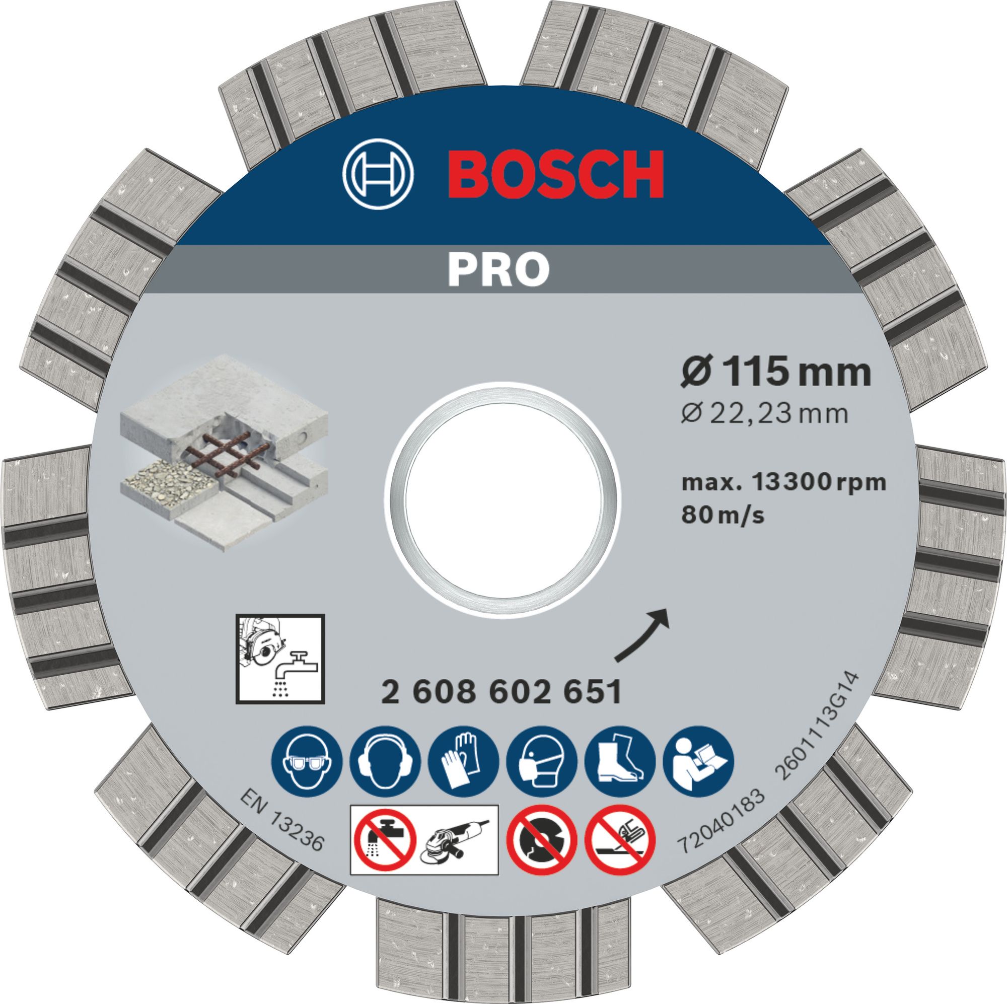 Bosch PRO Concrete Diamanttrennscheibe, 115 x 22,23 mm