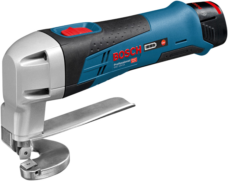 Bosch Akku-Blechschere GSC 12V-13 mit 2x 2,0 Ah Li-Ion Akkus + Lader + L-BOXX