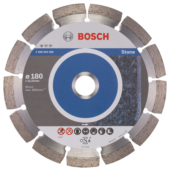 Bosch Diamanttrennscheibe Standard for Stone 180 x 22,23 x 2 x 10 mm