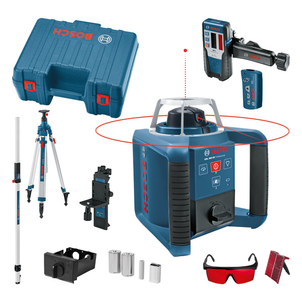 Bosch Rotationslaser GRL 300 HV mit 1x 9V-Blockbatterie im Set im Handwerkerkoffer
