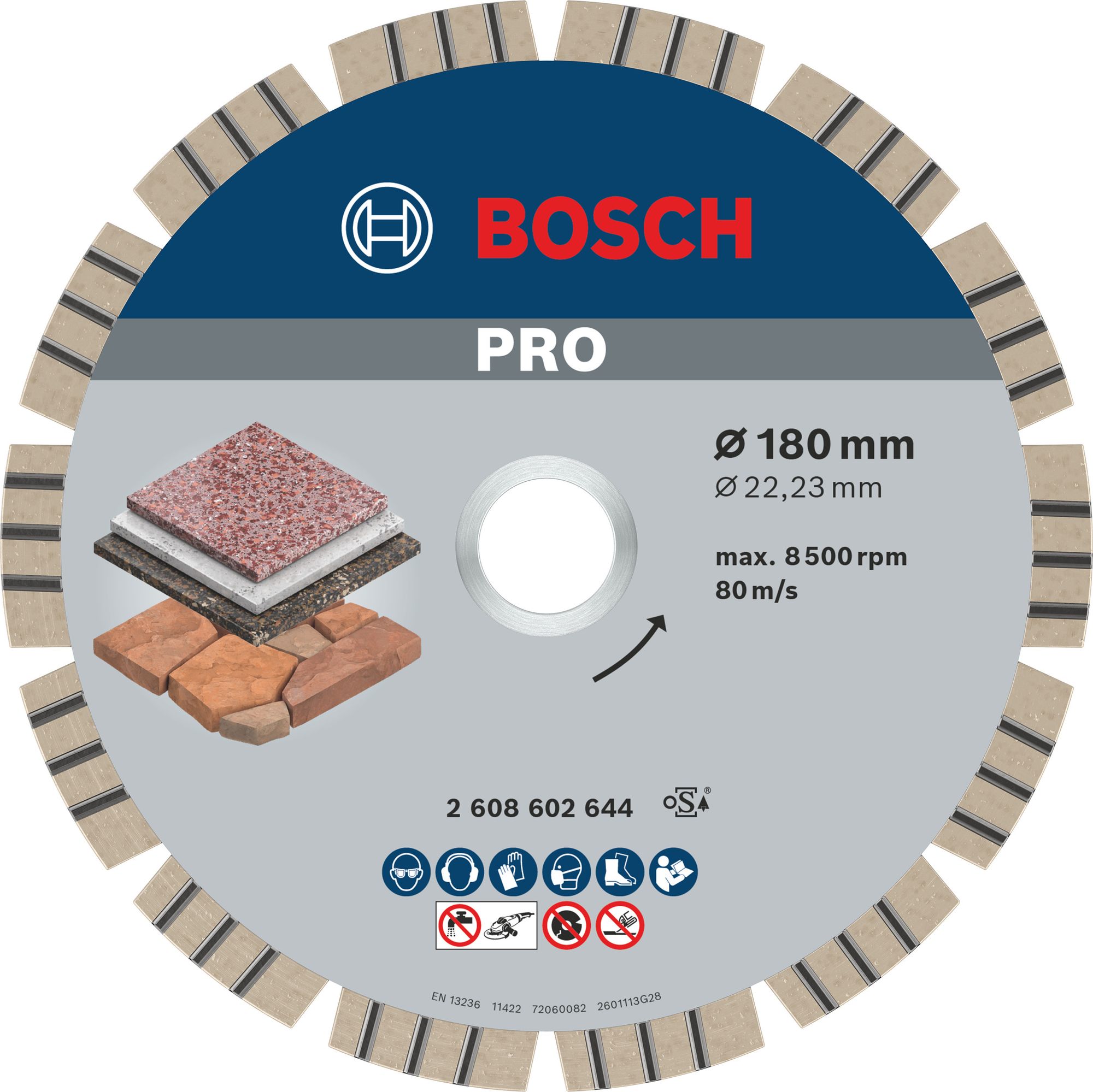 Bosch PRO Stone Diamanttrennscheibe, 180 x 22,23 mm