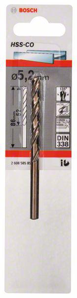 Bosch Metallbohrer HSS-Co, DIN 338 5,2 x 52 x 86 mm