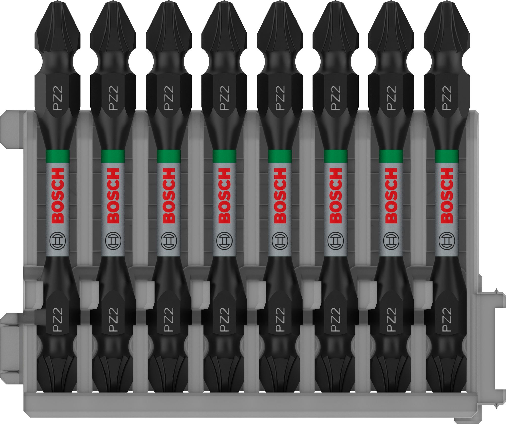 Bosch PRO Impact Schrauberbit mit Doppelklingen und Pick and Click-Einsätzen, PZ2, 65 mm, 8 Stück