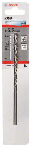 Bosch Metallbohrer HSS-G, DIN 340 5,5 x 91 x 139 mm