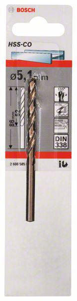 Bosch Metallbohrer HSS-Co, DIN 338 5,1 x 52 x 86 mm