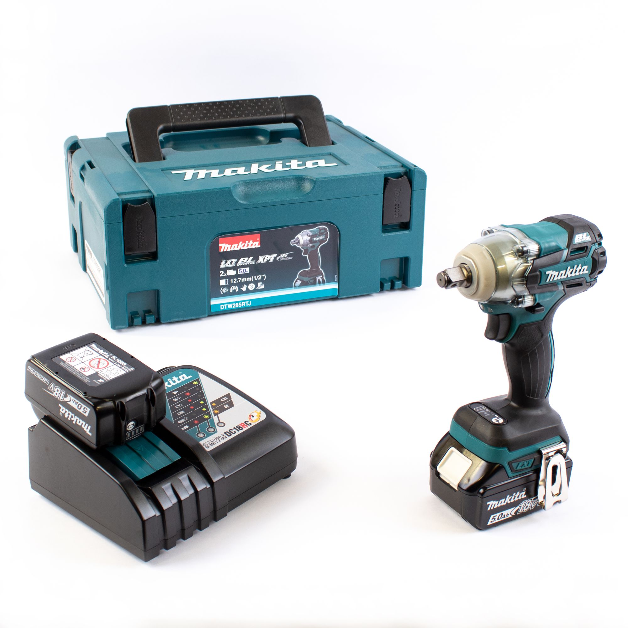 Makita Akku-Schlagschrauber 18V DTW285RTJ 2x 5,0 Ah Akkus + Lader im MAKPAC