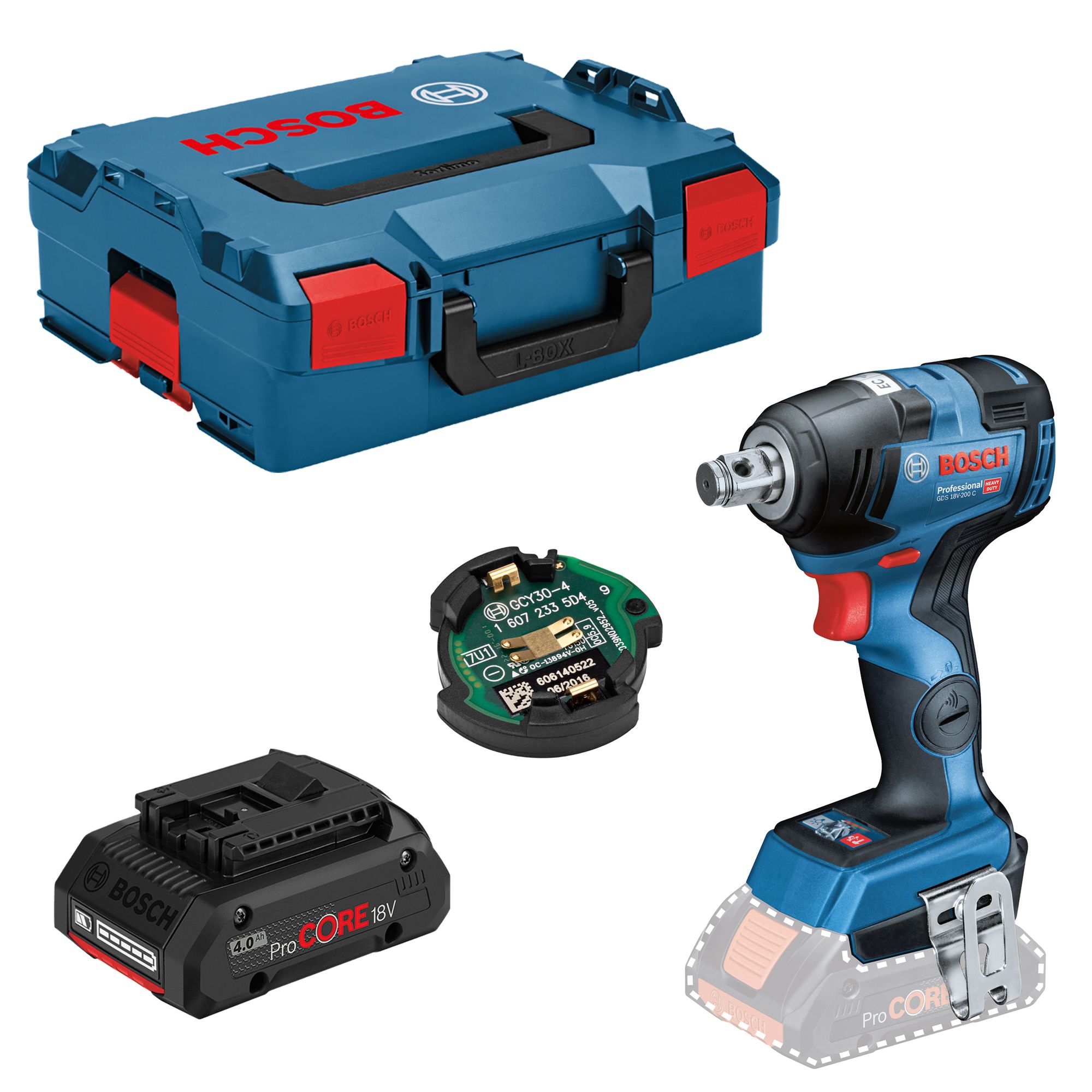 Bosch Akku-Drehschlagschrauber GDS 18V-200 C 1x4,0 ProCORE ohne Lader|GCY|L-BOXX