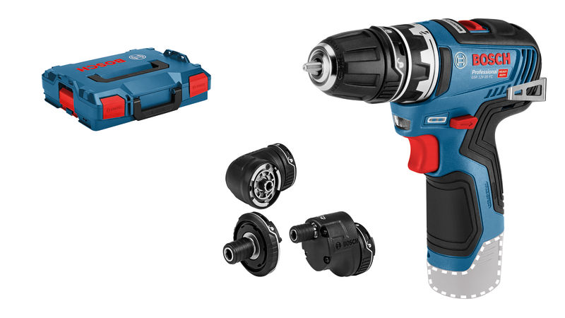 Bosch Akku-Bohrschrauber GSR 12V-35 FC ohne Akku/Lader mit 4 Aufsätzen in L-Boxx