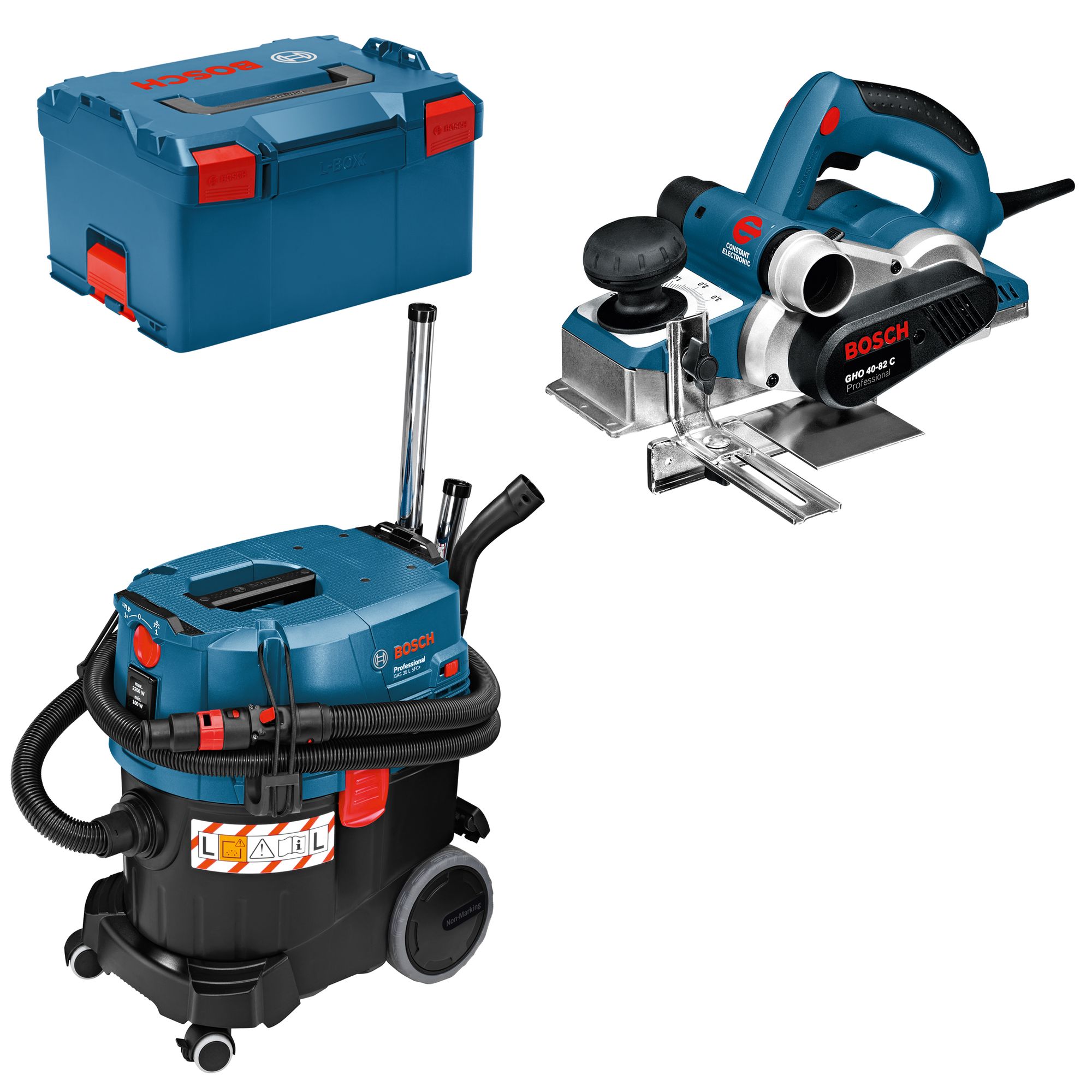 Bosch Hobel GHO 40-82C in L-BOXX Gr. 3 + Bosch Nass-/Trockensauger GAS 35 L SFC+
