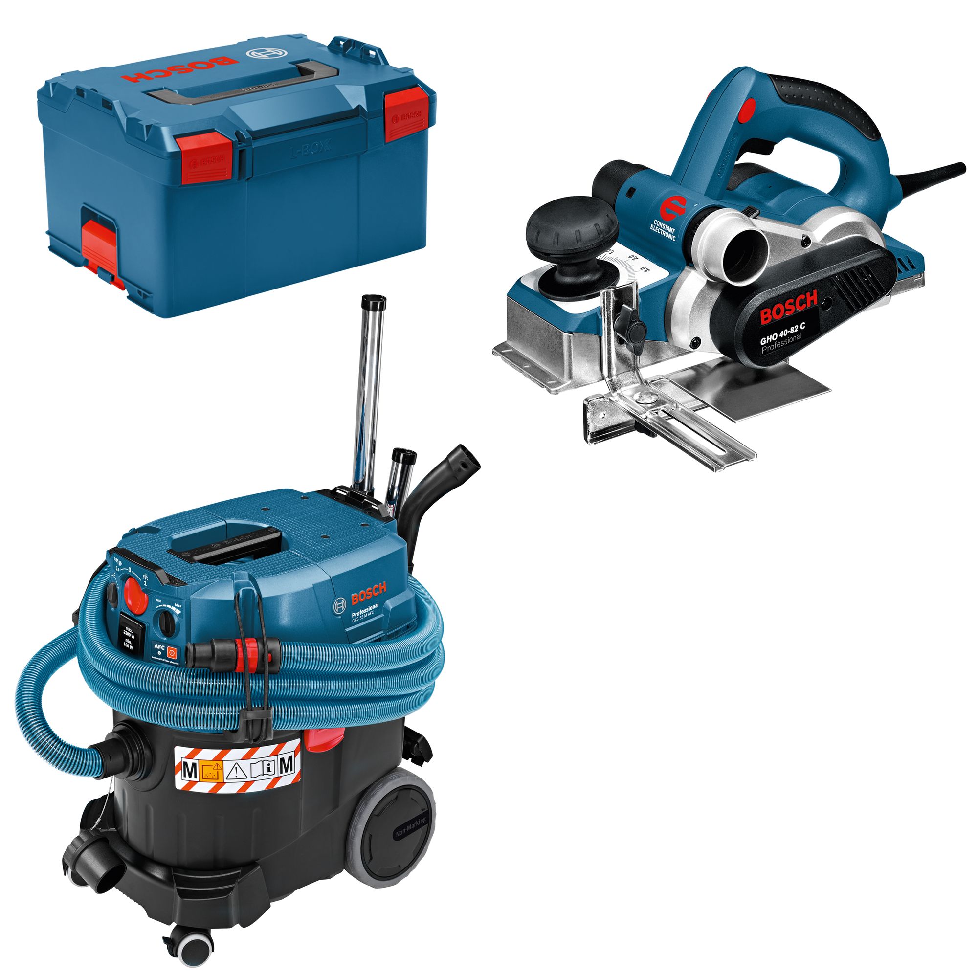 Bosch Hobel GHO 40-82 C in L-BOXX Gr. 3 + Bosch Nass-/Trockensauger GAS 35 M AFC
