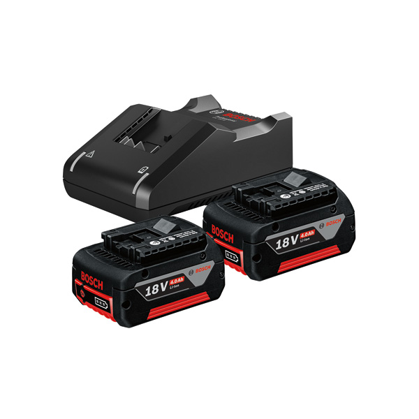 Bosch Akku-Starter-Set 2x GBA 4,0 Ah Akkus und Ladegerät GAL 18V-40 im Karton