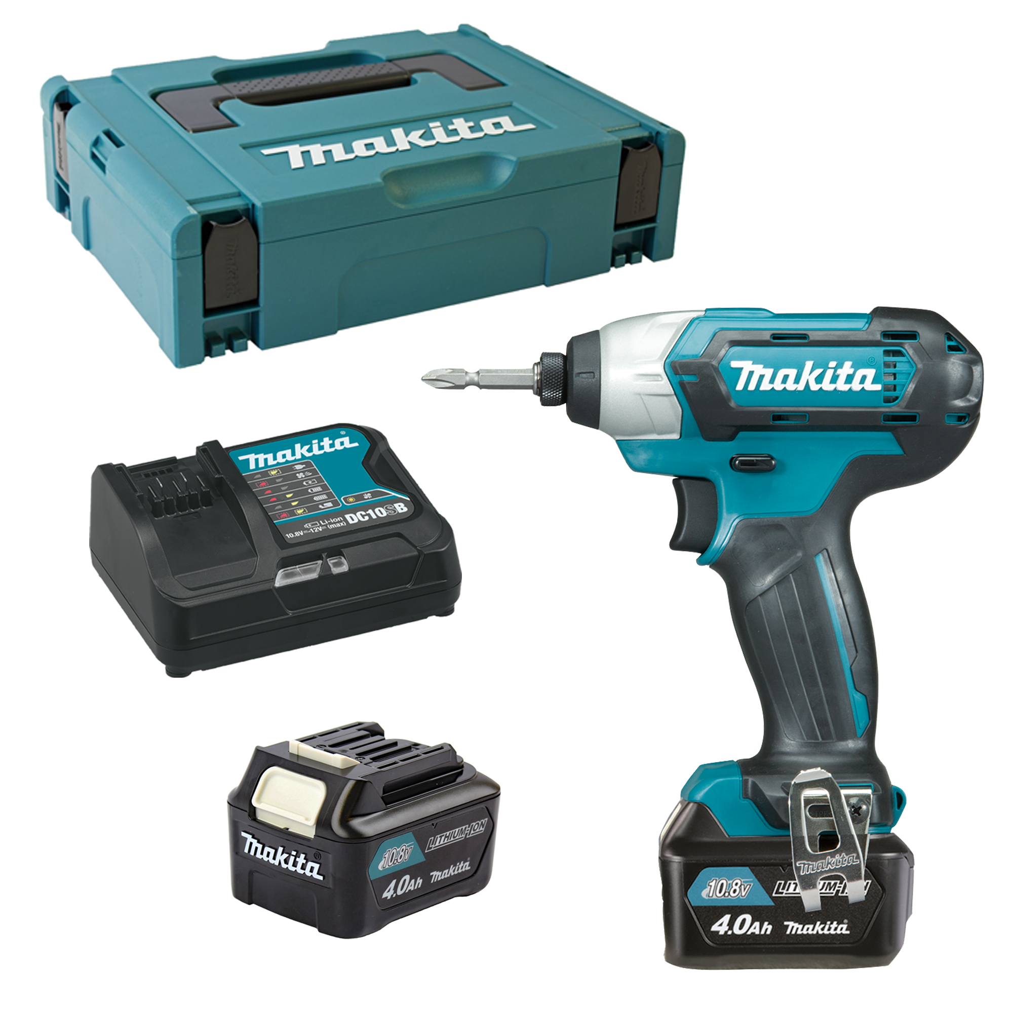 Visseuse à choc sans fil Makita TD110DSMJ 10.8V 2x 4.0 Ah batteries + chargeur dans MAKPAC