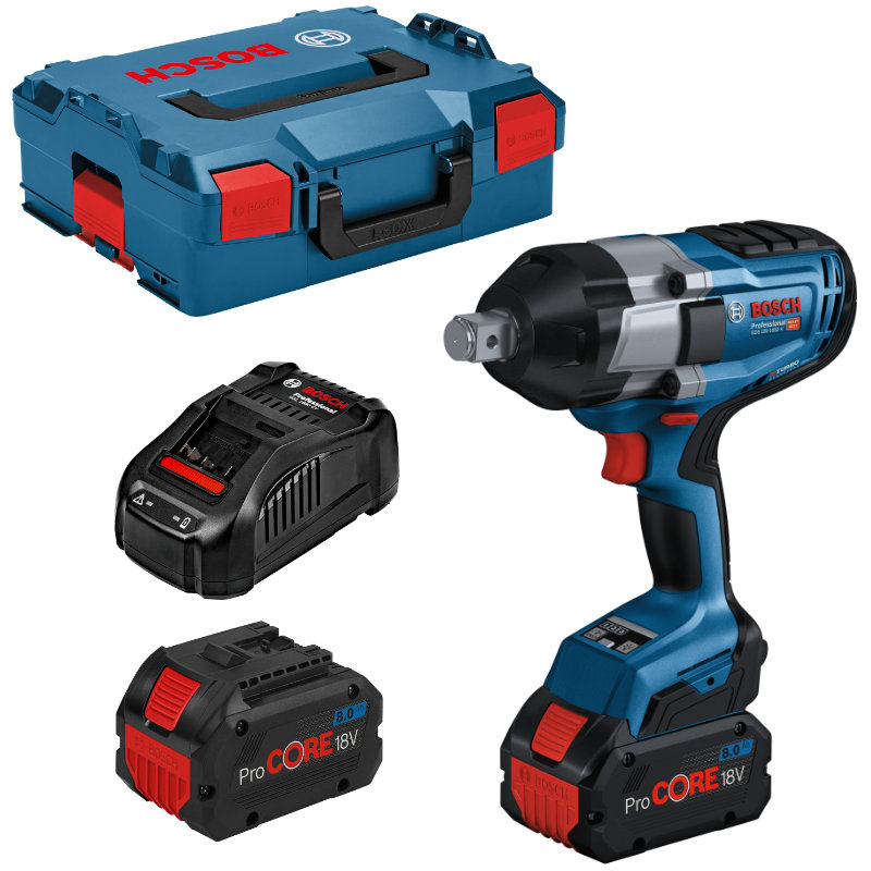 Bosch BITURBO Akku-Schlagschrauber GDS 18V-1050 H 2x PC 8,0 Ah und Lader in L-BOXX