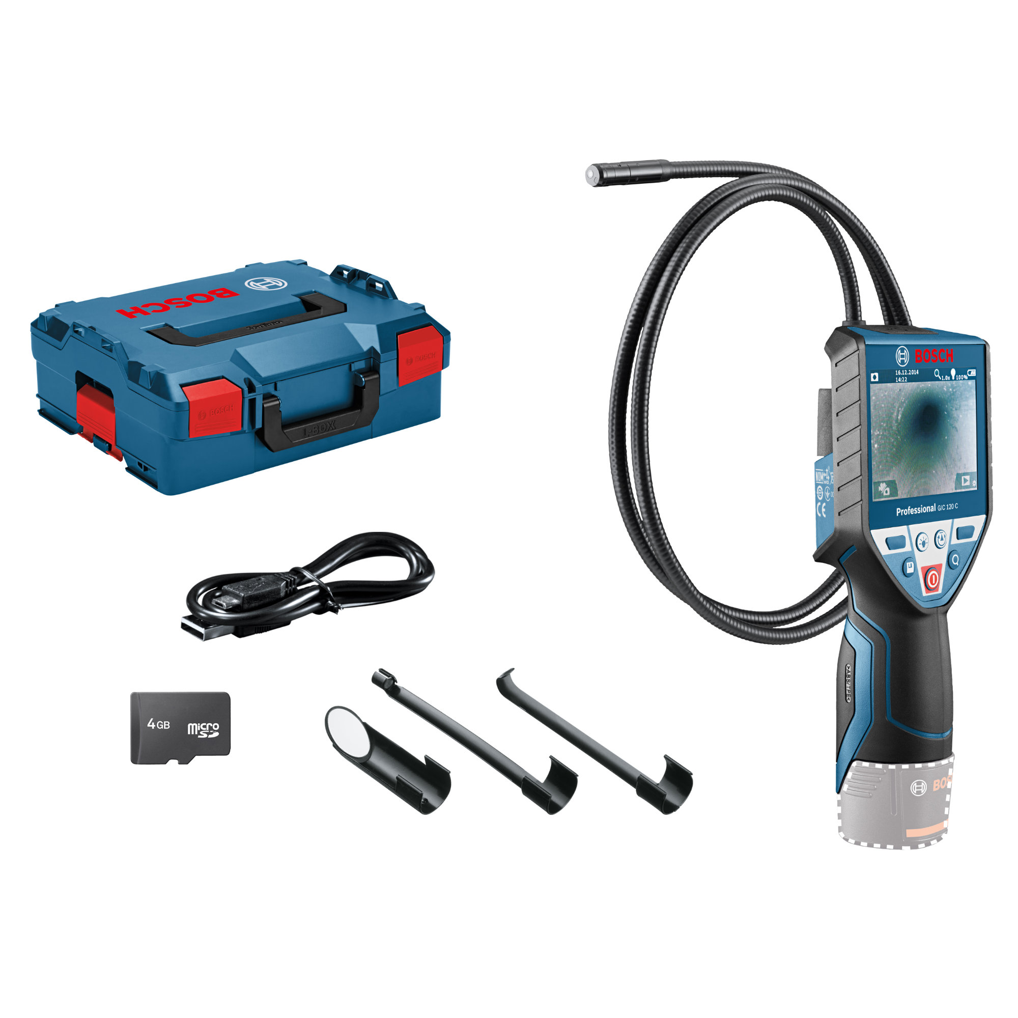 Bosch Inspektionskamera GIC 120 C inkl. Zubehör ohne Akku ohne Lader in L-Boxx