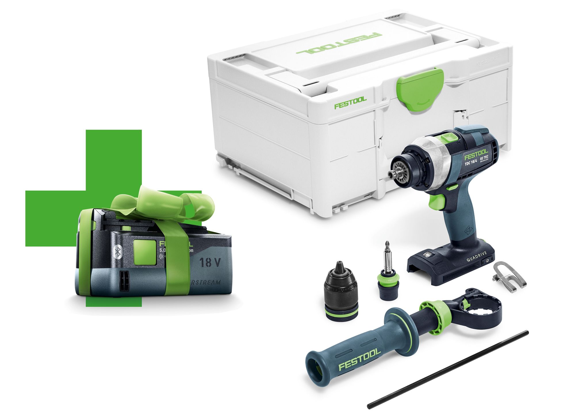 Festool Akku-Bohrschrauber TDC 18/4 I-Basic-5,0 QUADRIVE, 1x 5,0 Ah Akku im Systainer