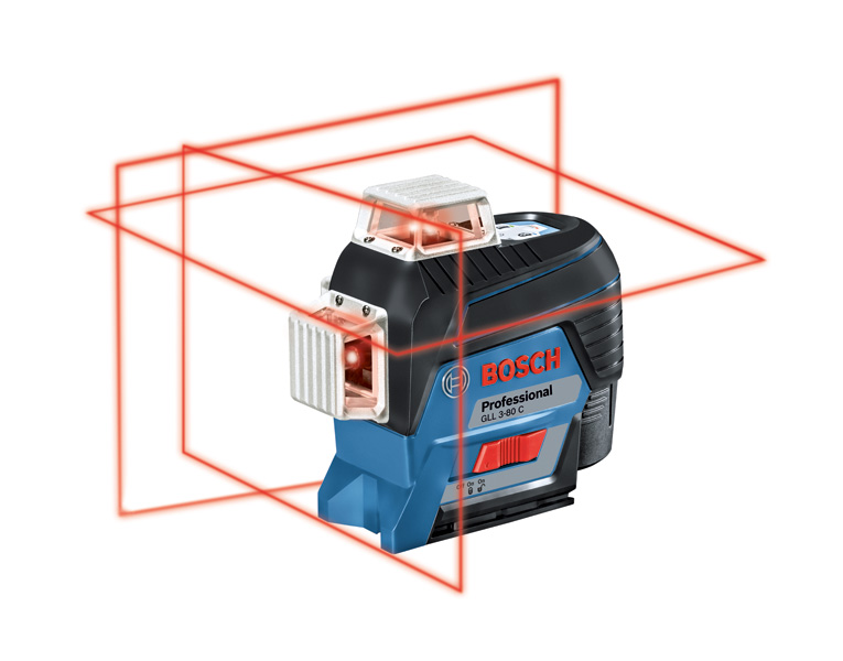 Bosch Linienlaser GLL 3-80 C + Alkaline Akku-Adapter + BT 150 in Schutztasche