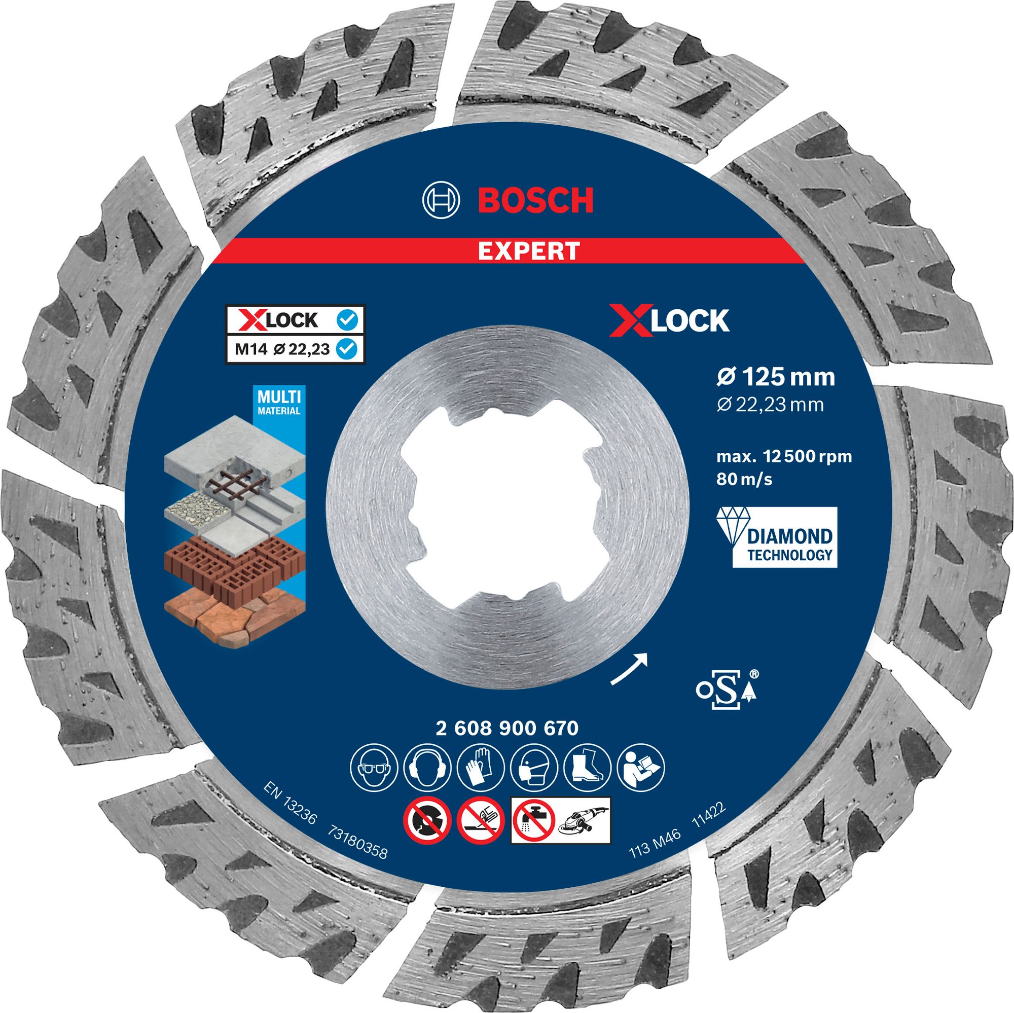 Bosch EXPERT MultiMaterial X-LOCK Diamanttrennscheiben, 125 x 22,23 x 2,4 x 12 mm