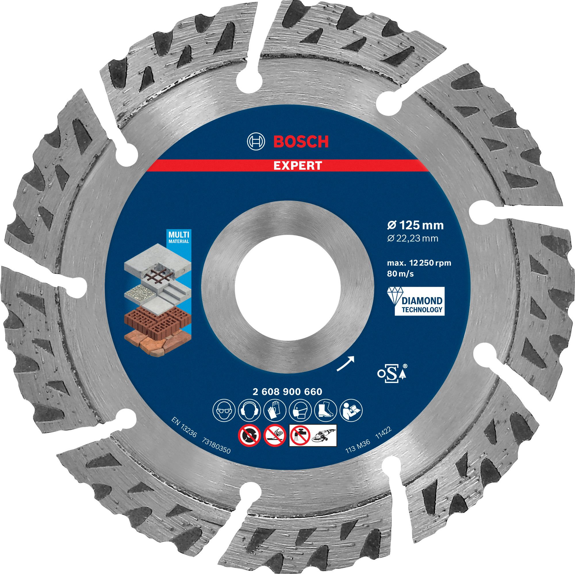 Bosch EXPERT MultiMaterial Diamanttrennscheiben, 125 x 22,23 x 2,2 x 12 mm