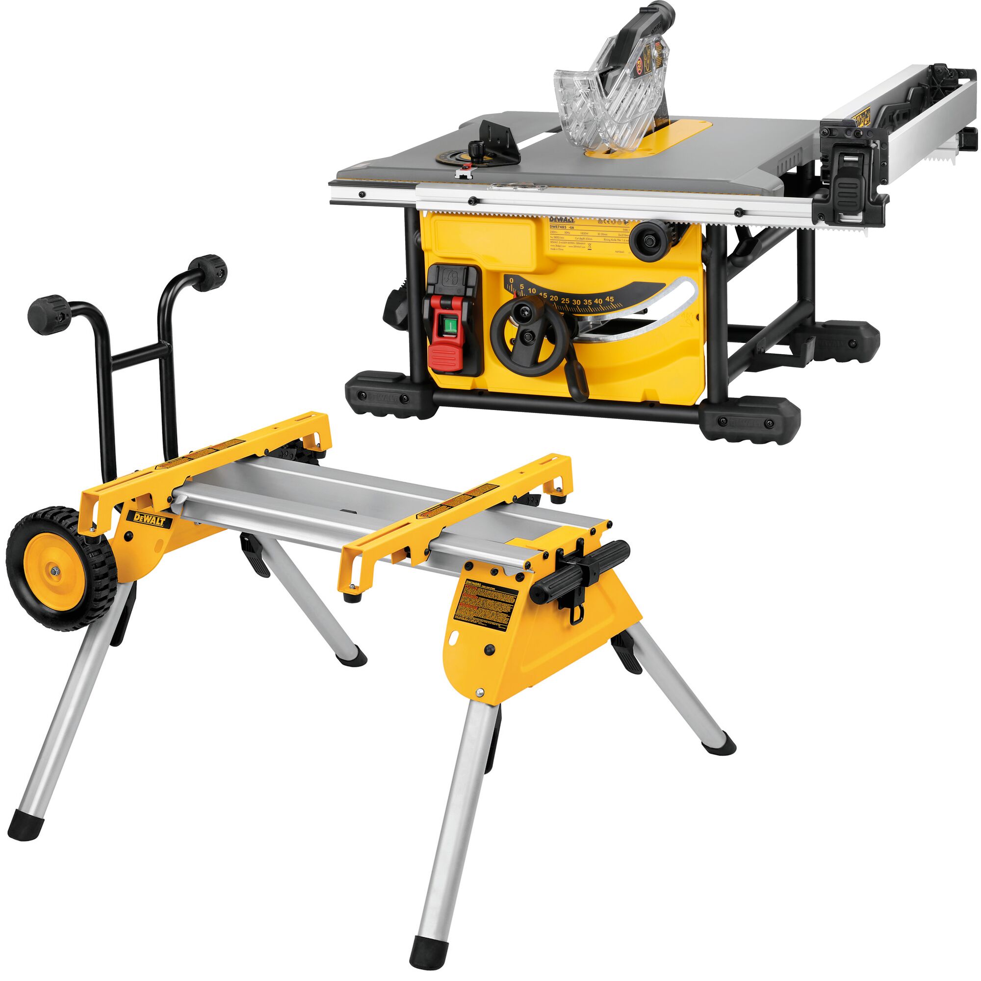 DEWALT Tischkreissäge DWE7485 210 mm 1850 Watt und DEWALT Untergestell DE7400