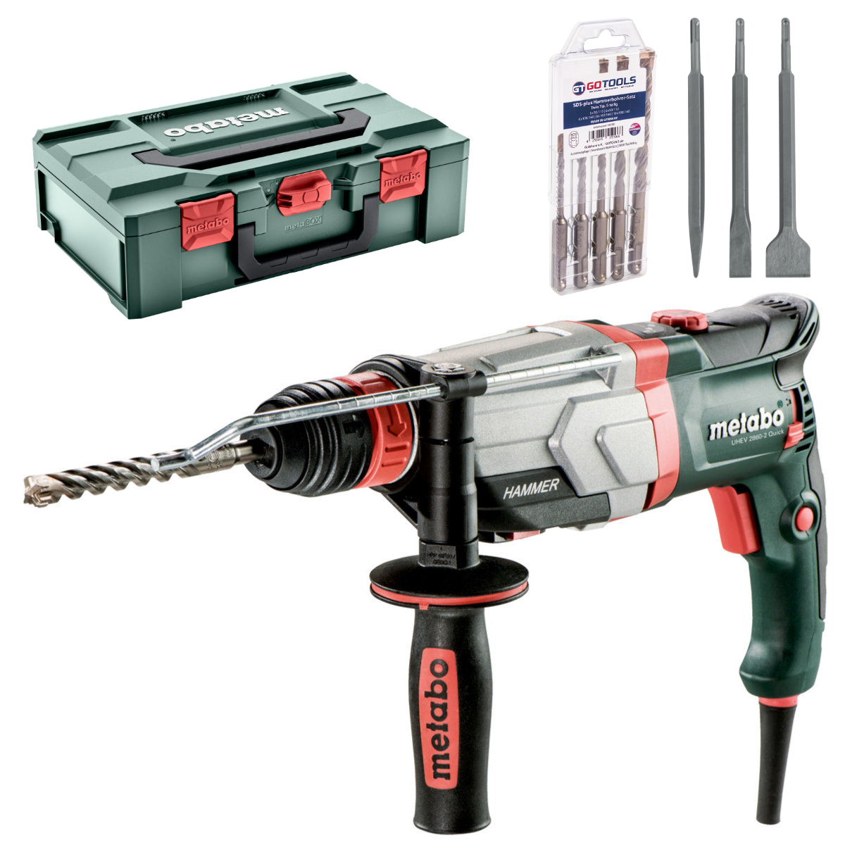 Metabo Multihammer UHEV 2860-2 + Hammerbohrer-Set 5tlg. + Meisselset 3tlg.