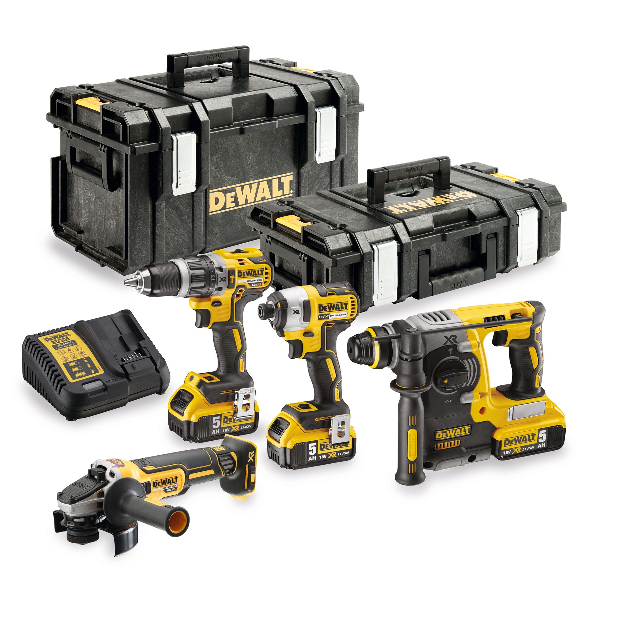 DEWALT Akku-Kombopack (4-tlg.), 18 Volt, DCD 796, DCH 273, DCF 887, DCG 405