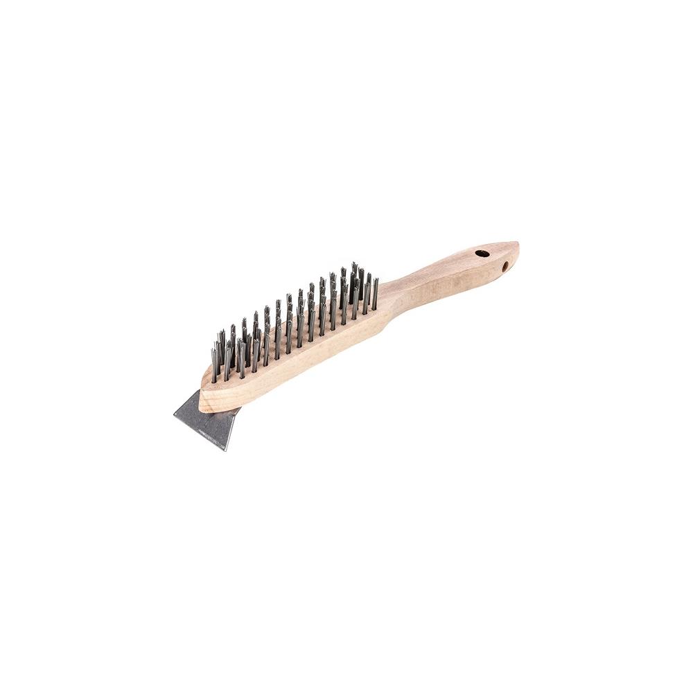 Lessmann Drahtbürste Länge 290 mm 0,35 mm Stahldraht glatt 4-reihig
