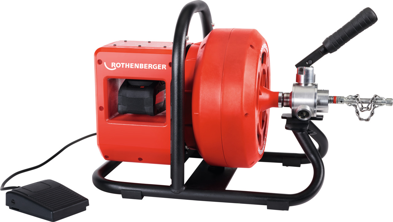 ROTHENBERGER Akkurohrreinigungsmaschine RODRUM VarioClean für Rohr-Ø 40-100 mm 18 V 8 Ah
